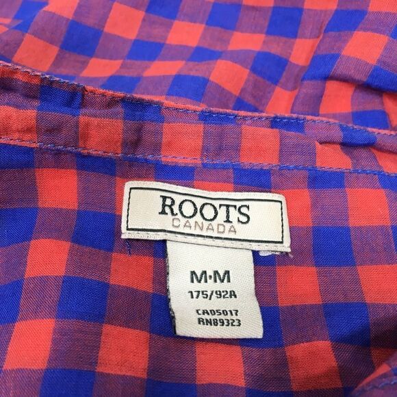 ROOTS CANADA RED/BLUE CHECKERED BUTTON UP LONG SLEEVE LIGHTWEIGHT SHIRT MEDIUM - Picture 7 of 10